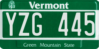 VT license plate YZG445