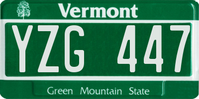 VT license plate YZG447