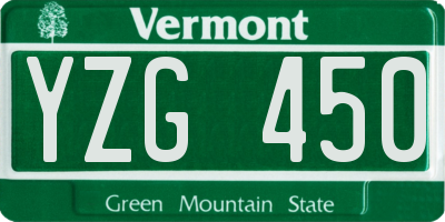 VT license plate YZG450