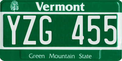 VT license plate YZG455