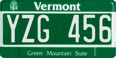VT license plate YZG456