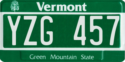 VT license plate YZG457