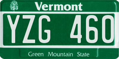 VT license plate YZG460