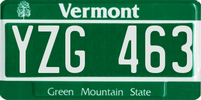 VT license plate YZG463
