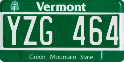 VT license plate YZG464