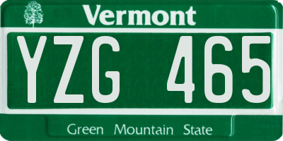 VT license plate YZG465