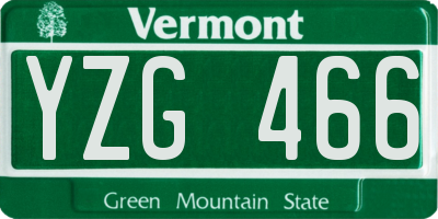 VT license plate YZG466