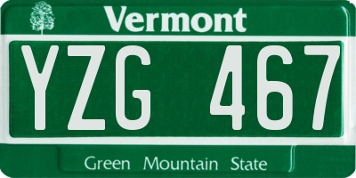 VT license plate YZG467