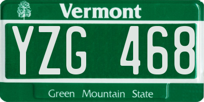 VT license plate YZG468