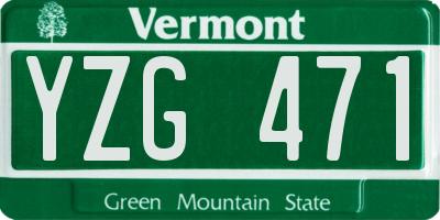 VT license plate YZG471