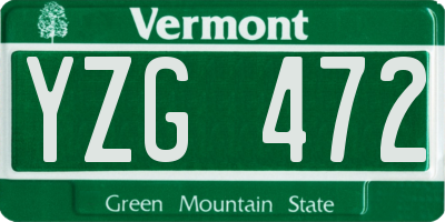 VT license plate YZG472