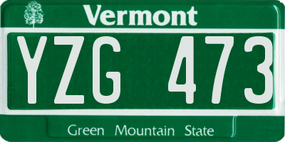 VT license plate YZG473