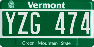 VT license plate YZG474