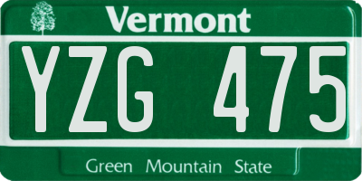 VT license plate YZG475