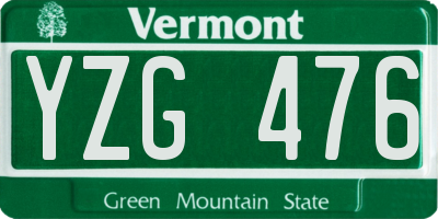 VT license plate YZG476