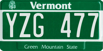 VT license plate YZG477