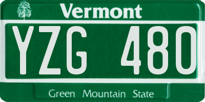 VT license plate YZG480