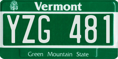VT license plate YZG481