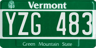 VT license plate YZG483