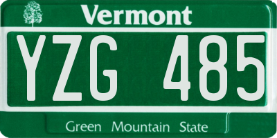 VT license plate YZG485
