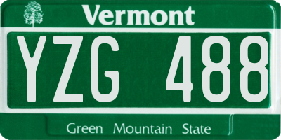VT license plate YZG488