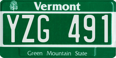 VT license plate YZG491