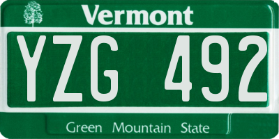VT license plate YZG492