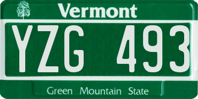 VT license plate YZG493