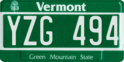 VT license plate YZG494