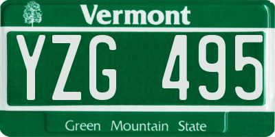 VT license plate YZG495