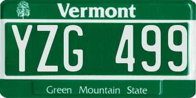 VT license plate YZG499