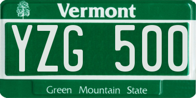 VT license plate YZG500