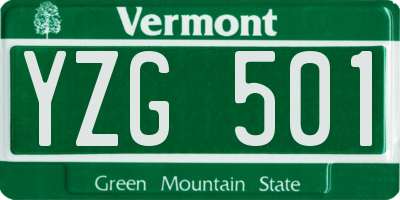 VT license plate YZG501