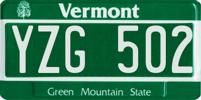 VT license plate YZG502