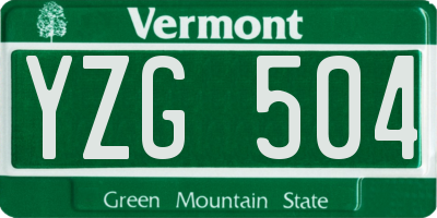VT license plate YZG504