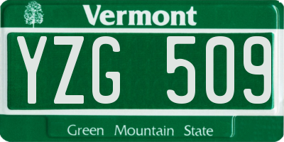 VT license plate YZG509