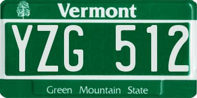 VT license plate YZG512