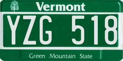 VT license plate YZG518