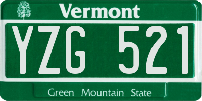 VT license plate YZG521