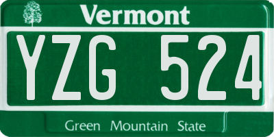 VT license plate YZG524