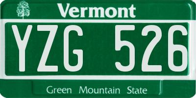 VT license plate YZG526
