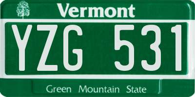 VT license plate YZG531