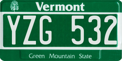 VT license plate YZG532