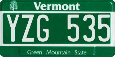 VT license plate YZG535