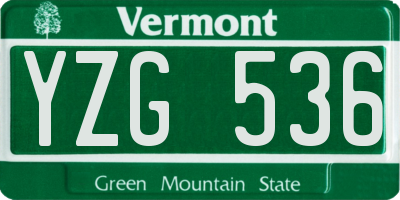 VT license plate YZG536