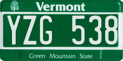 VT license plate YZG538