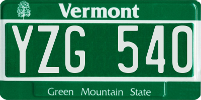 VT license plate YZG540