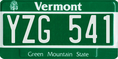 VT license plate YZG541