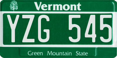 VT license plate YZG545