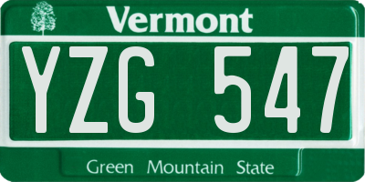 VT license plate YZG547